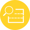 Icon with magnifying glass and data block