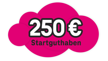 Grafik Wolke mit Text 250 Euro Startguthaben