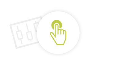 Icon composition of mouse pointer and buttons symbolize user-friendliness