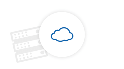 Icon of a cloud with server in the background