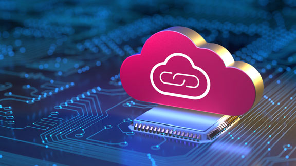 Circuit board with cloud symbolizing T Cloud Public