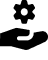 Schwarzes Icon zeigt eine offene Hand mit Zahnrad-Symbol und steht für Managed Services