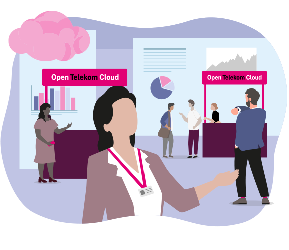 Illustration des T Cloud Public Messestands auf der Digital X