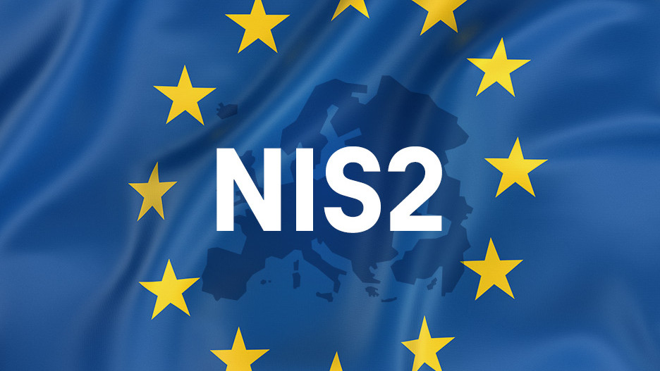 Flag featuring the silhouette of Europe, the Europe logo, and the inscription "NIS2"