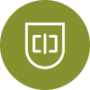 Icon with coat of arms and closed brackets