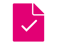 Download Stilisiertes magenta farbenes Papier mit weißem Haken drauf